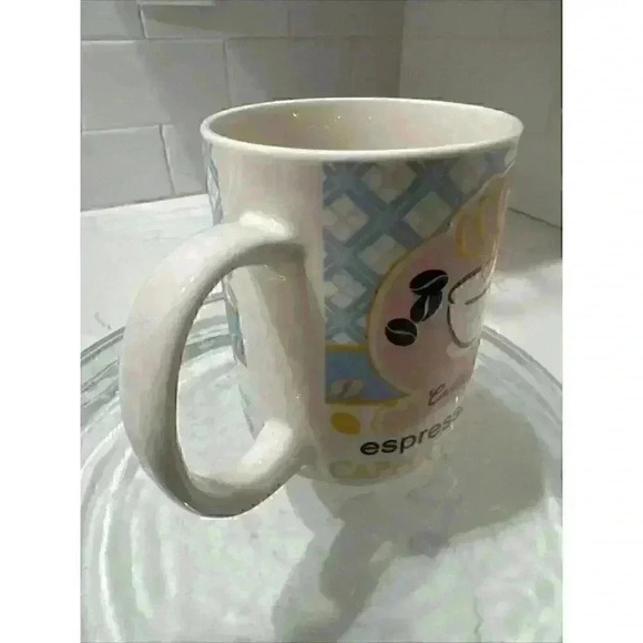 Coffee Break Themed mug cappuccino Espresso Pink Blue Beans - Picture 4 of 11